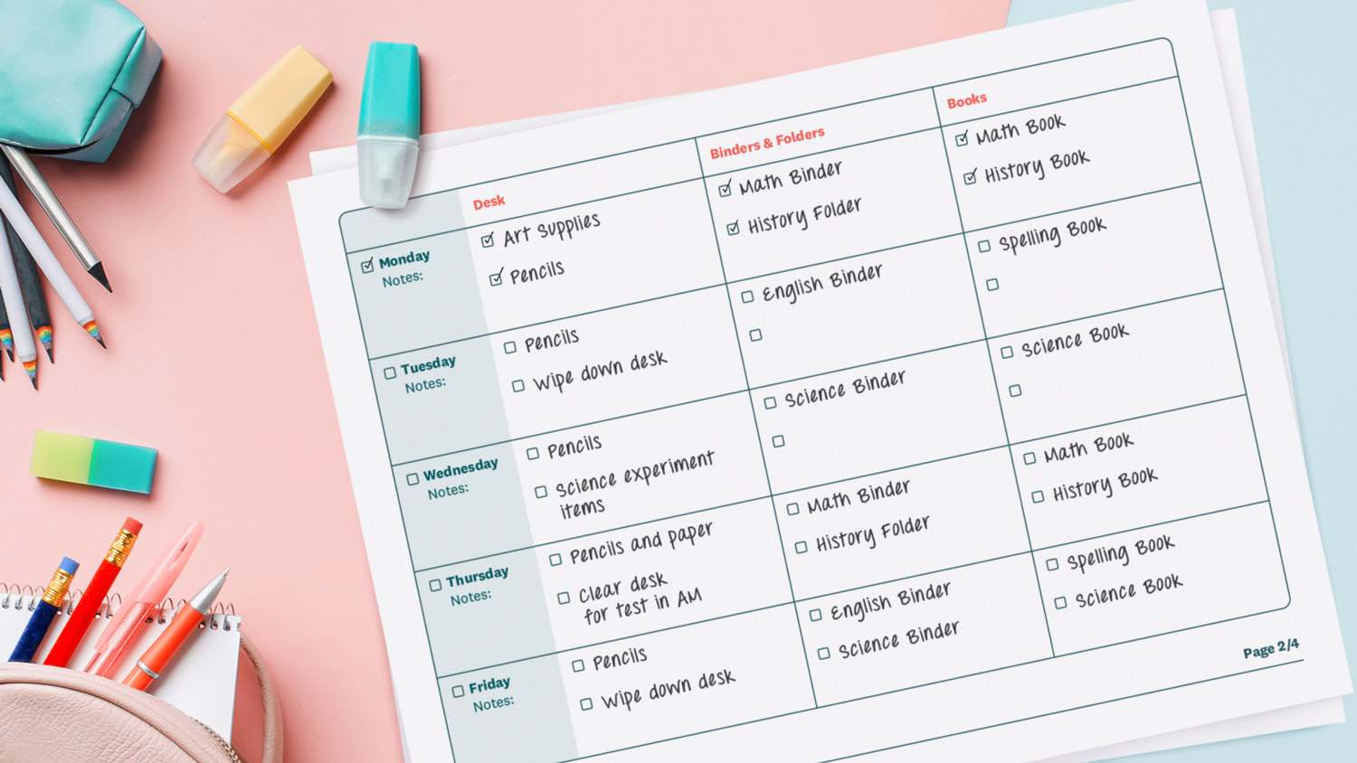 organization and cleanup checklist mockup