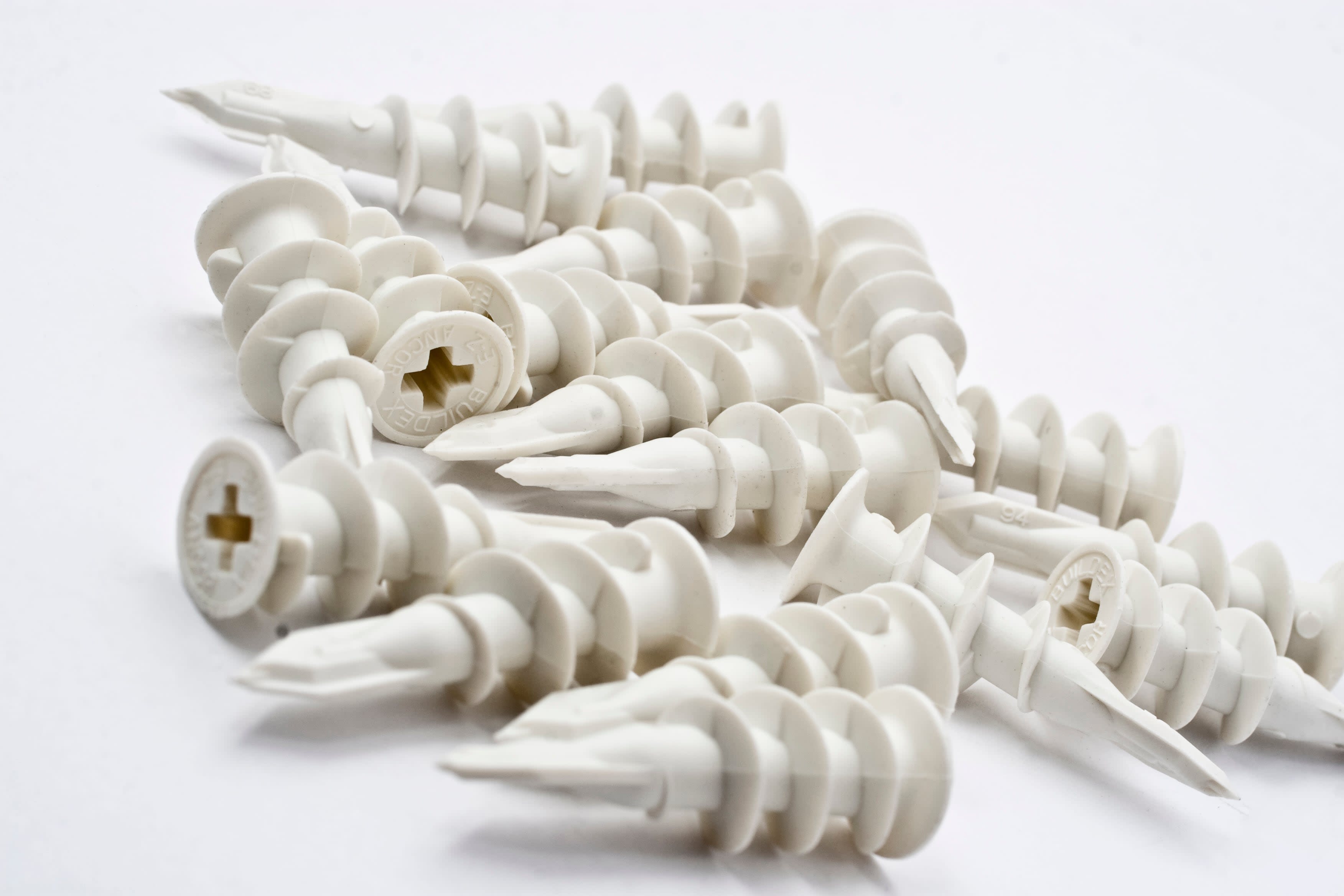 White drywall screw anchors