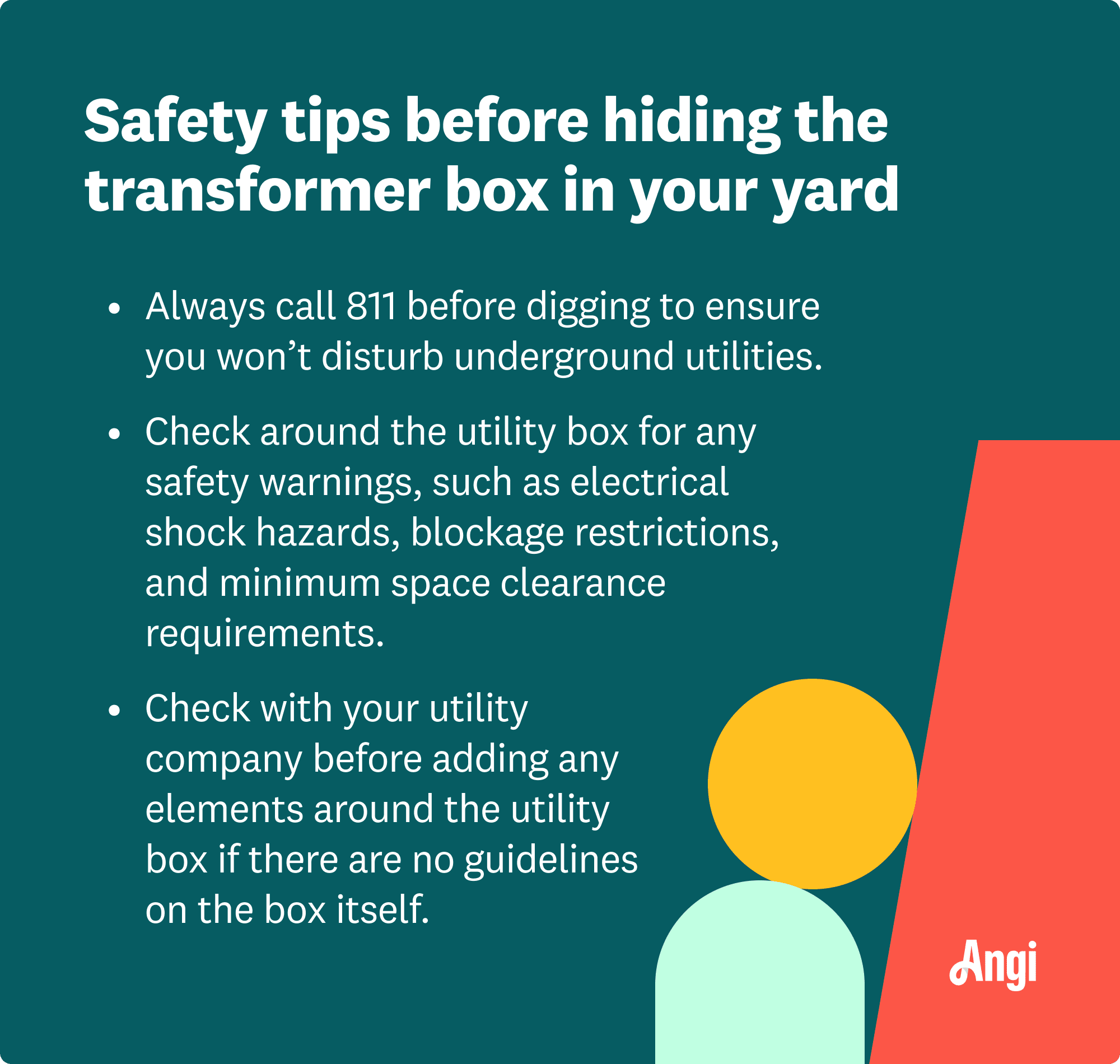 3 safety tips to follow before hiding a transformer box in your yard, including calling 811 before digging