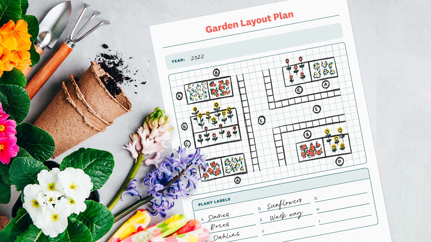 Garden Layout Plan Mock-up Printable