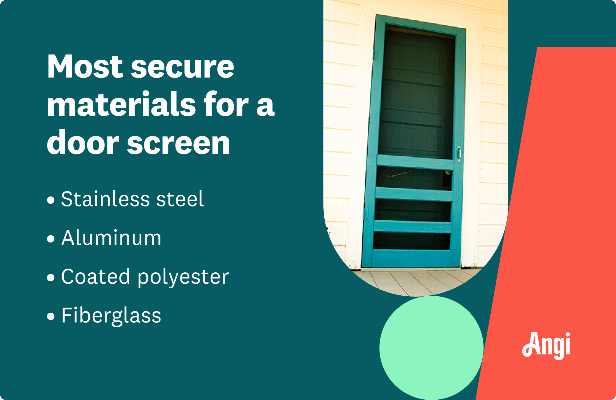 4 secure materials for a door screen, including stainless steel and aluminum