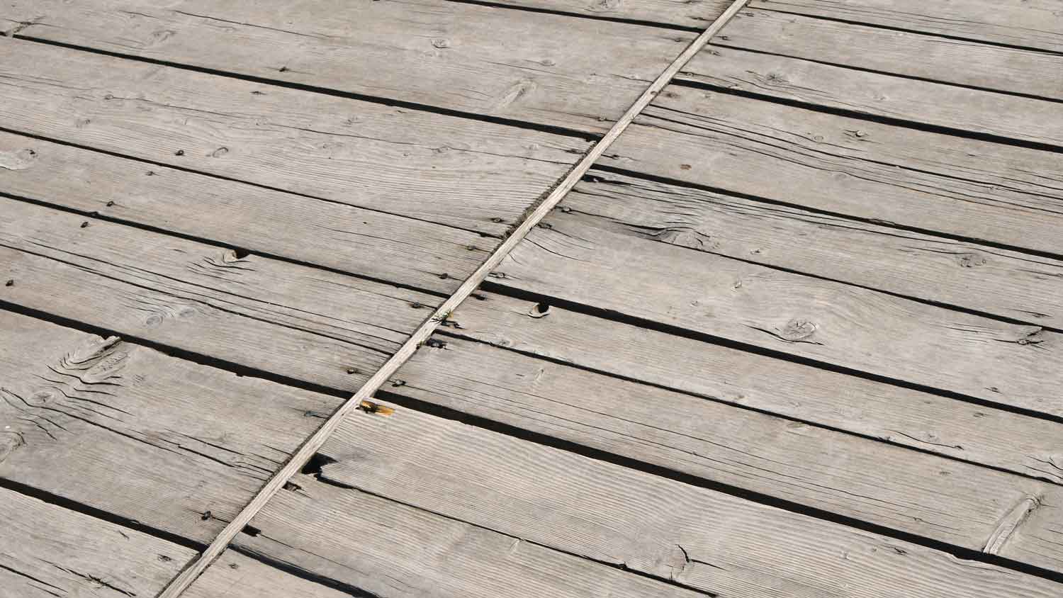 A sagging wood deck