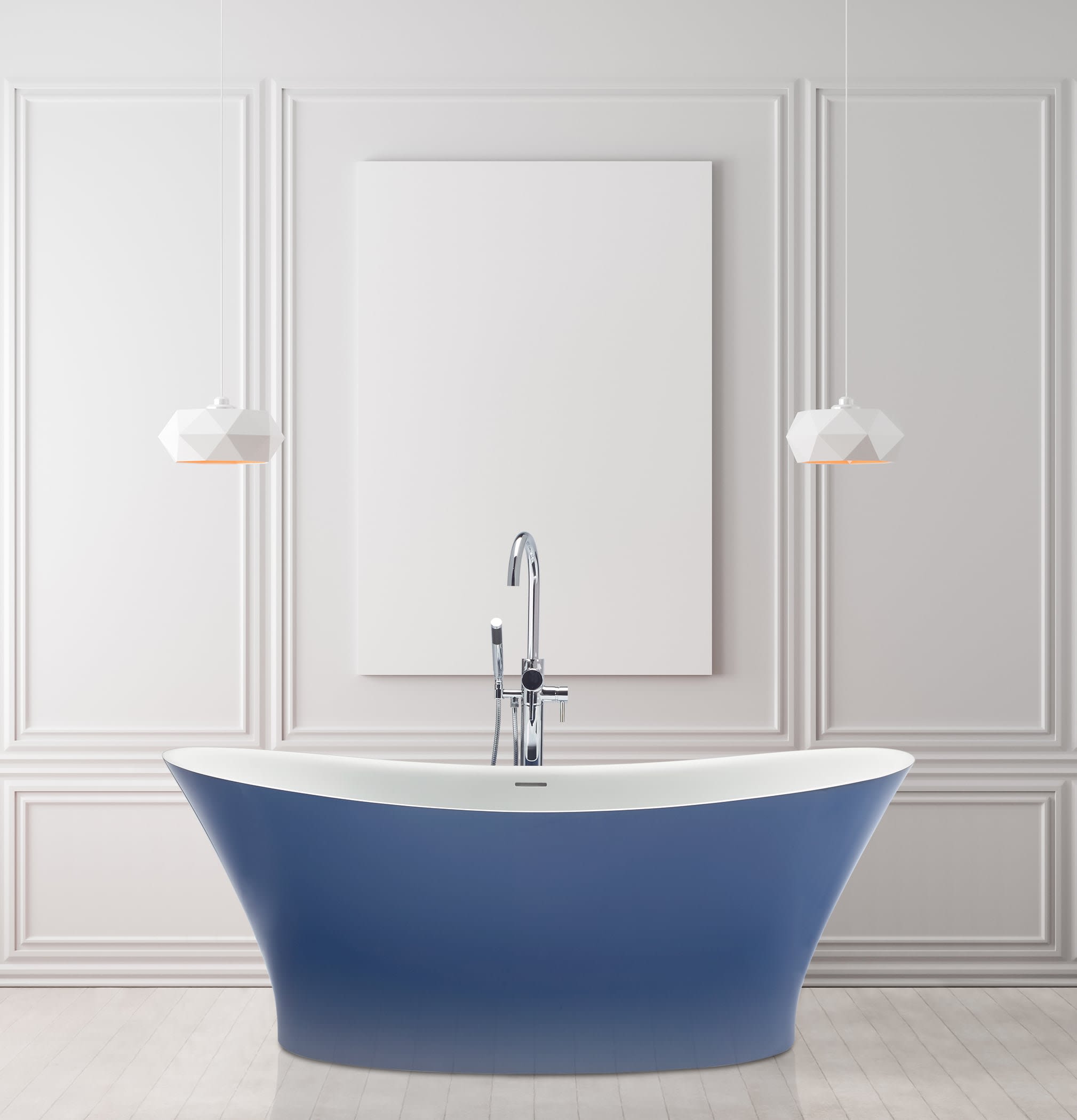 A blue nice bathtub