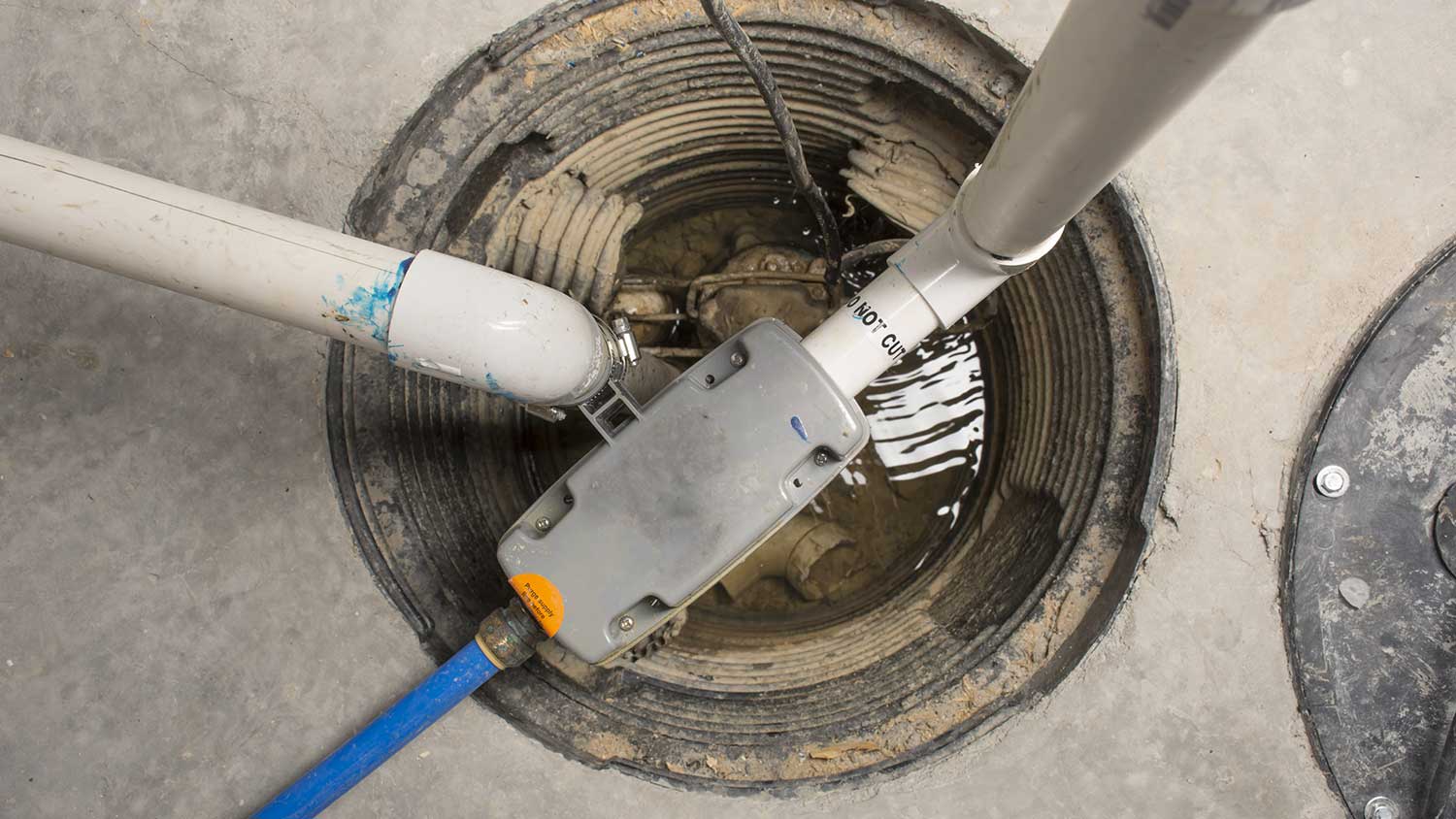 Sump pump installed in a home basement