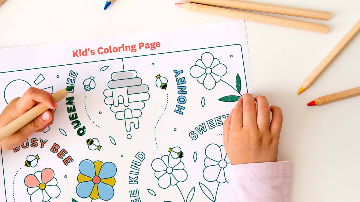 Children's Bee Coloring Printable Page
