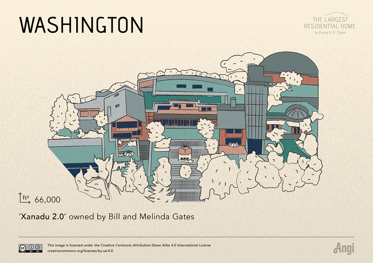the largest house in Washington state is Xanadu 2.0 owned by Bill and Melinda Gates