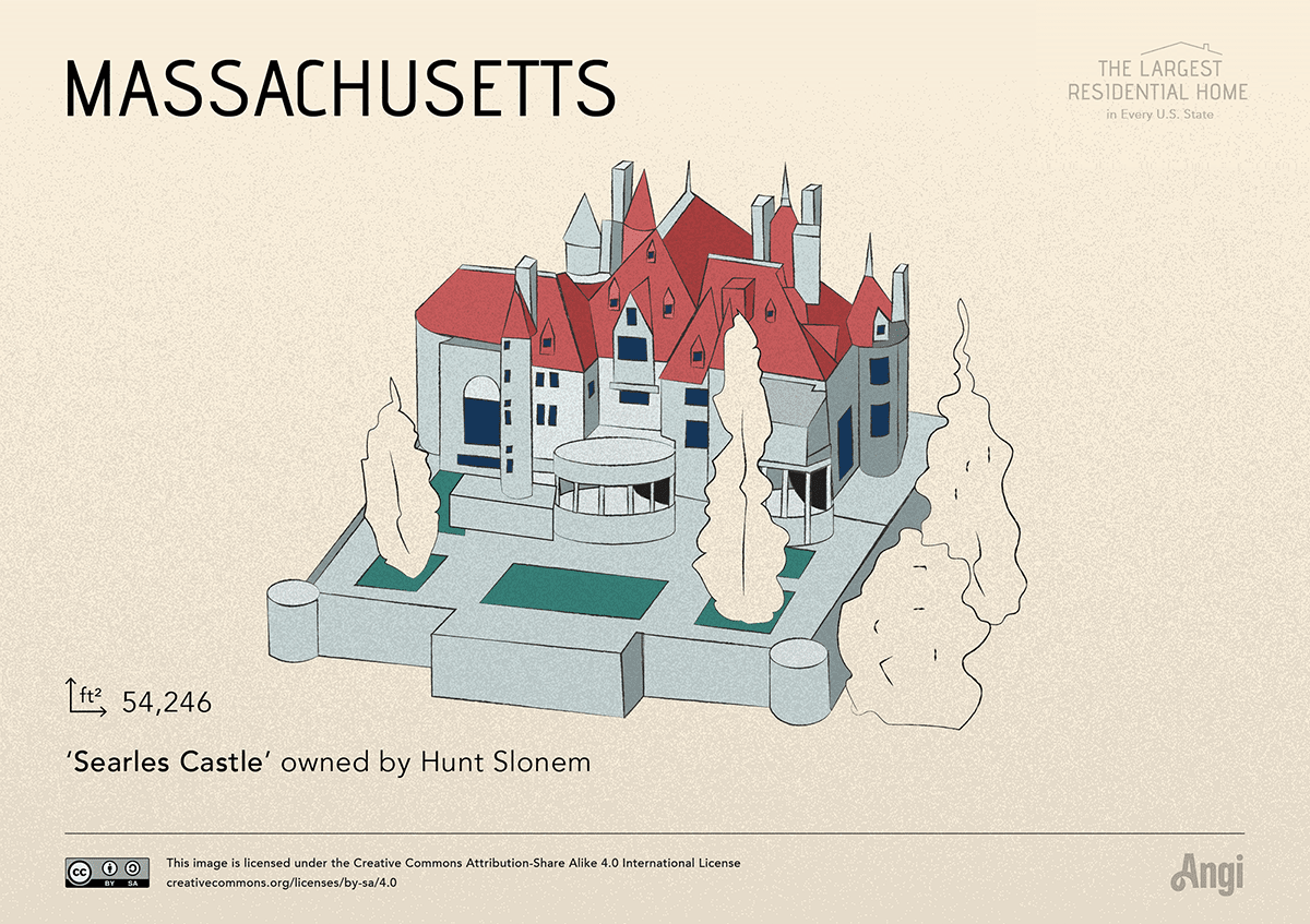 the largest home in Massachusetts is Searles Castle owned by Hunt Slonem
