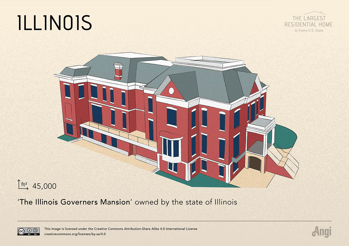 the largest home in Illinois is The Illinois Governers Mansion owned by the state of Illinois