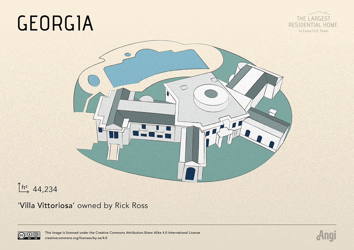 the largest home in Georgia is Villa Vittoriosa owned by Rick Ross