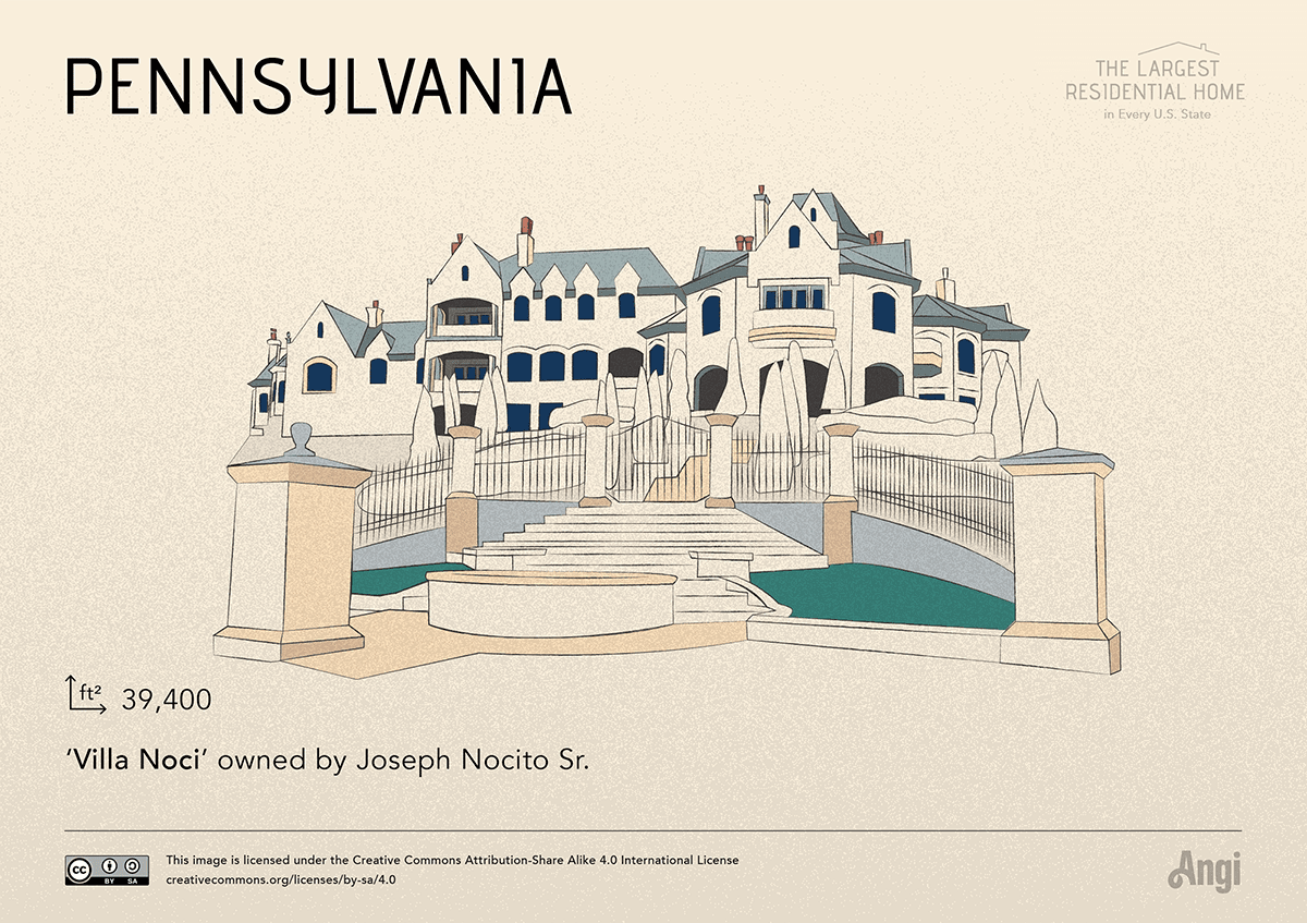 the largest home in Pennsylvania is Villa Noci owned by Joseph Nocito Sr.