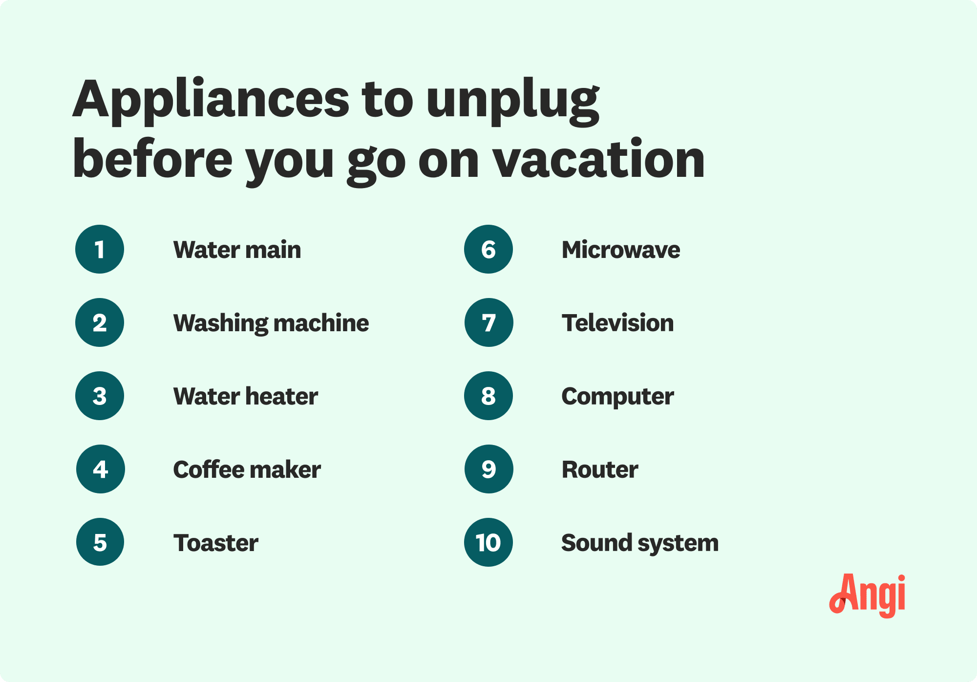 10 appliances to unplug before you go on vacation, including a washing machine, television, and computer