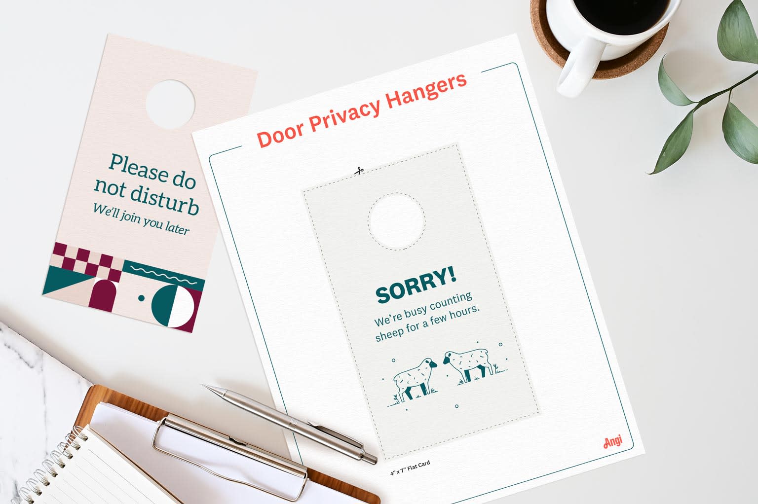 stationary printable door hanger "Please do not disturb"
