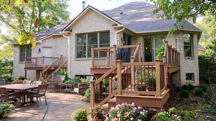 Backyard view of a house.