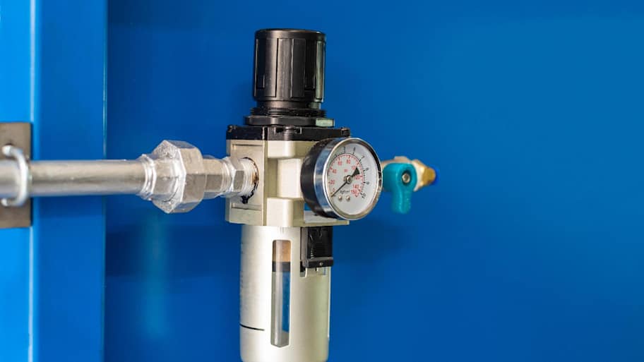 Close-up of a water pressure regulator