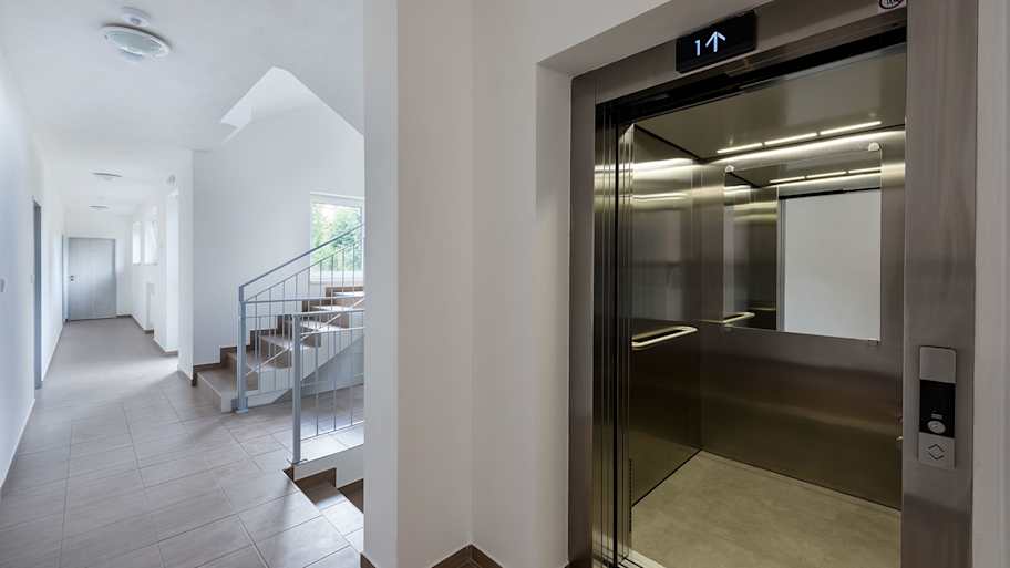 Modern staircase and elevator