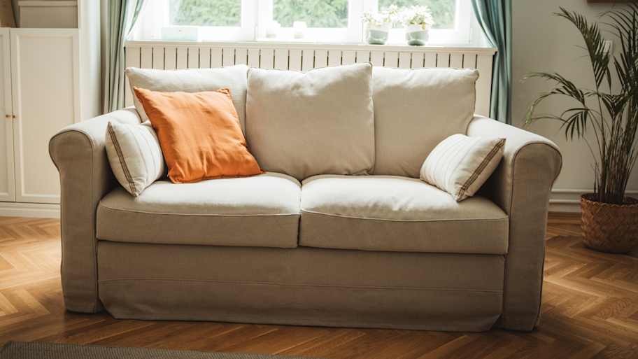 Beige sofa in living room