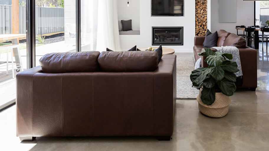 contemporary open plan spacious living and dining room.
