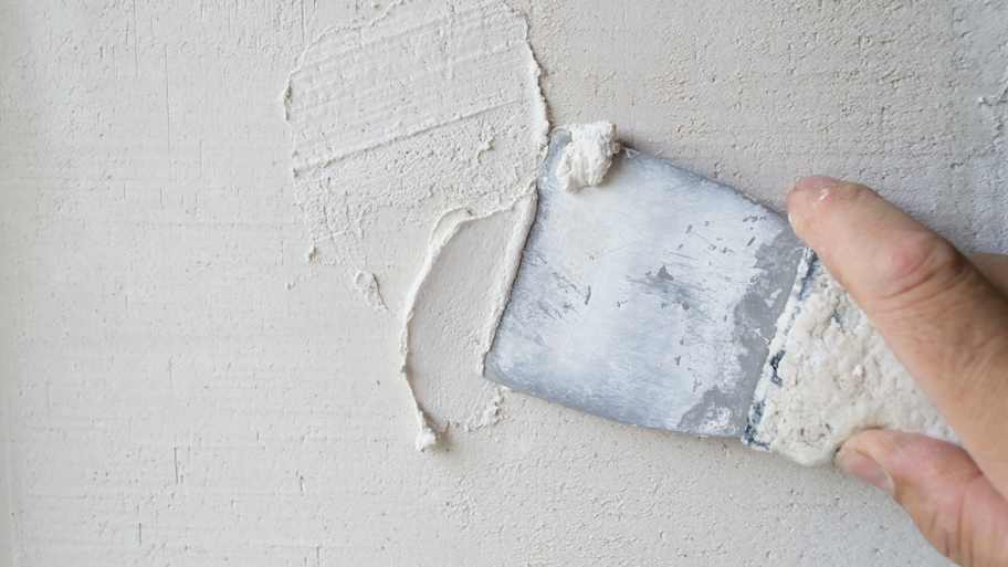 Close-up of plastering wall