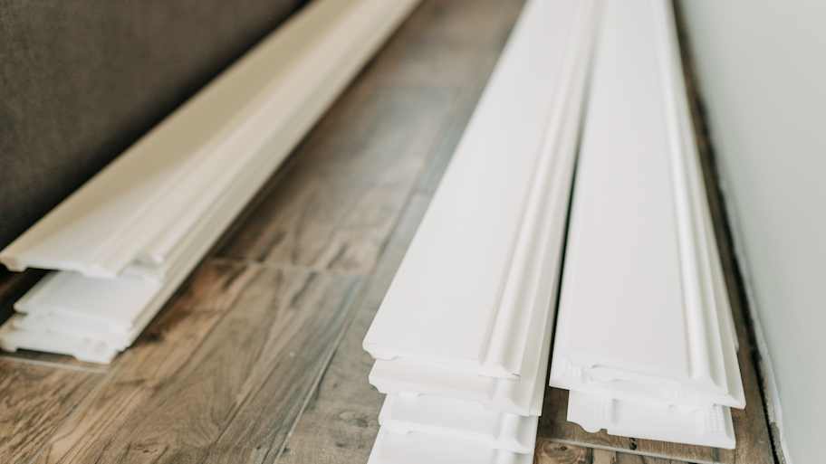 White wooden baseboards