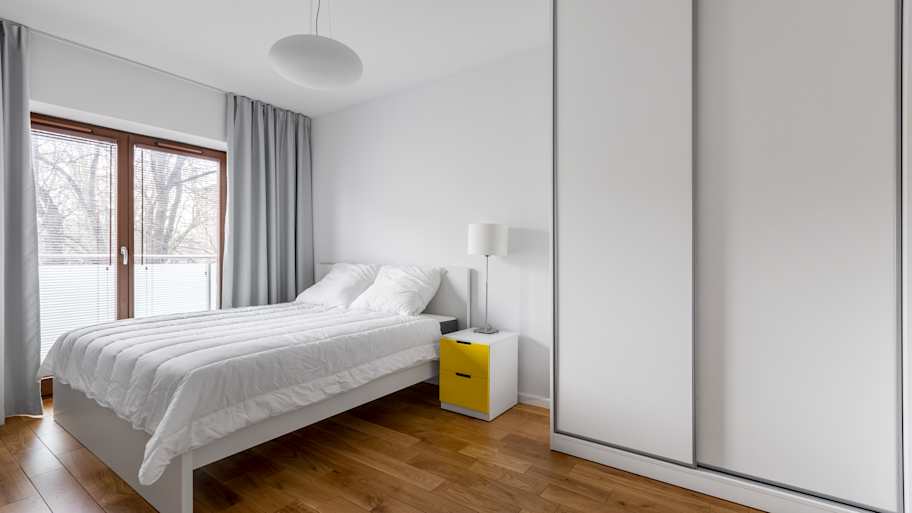 White bedroom with wardrobe