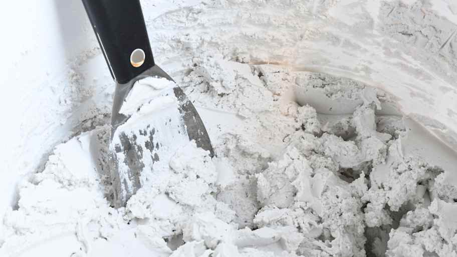Close-up of drywall mud