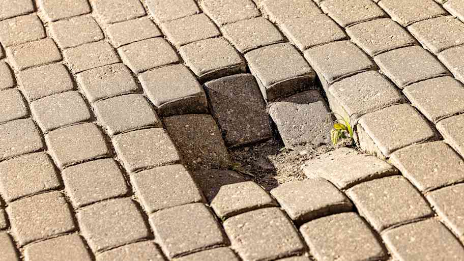 Close up of sunken pavers