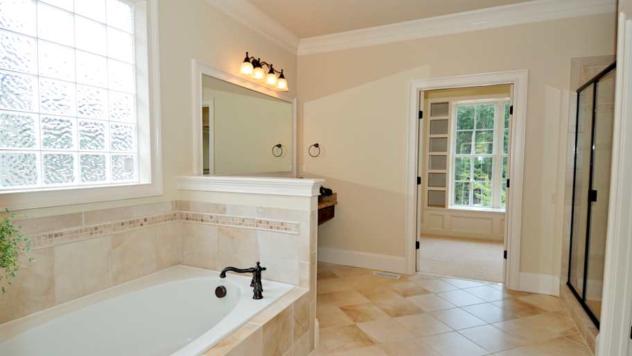 Luxury master bathroom with roman tub