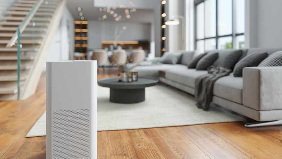 A dehumidifier in a living room