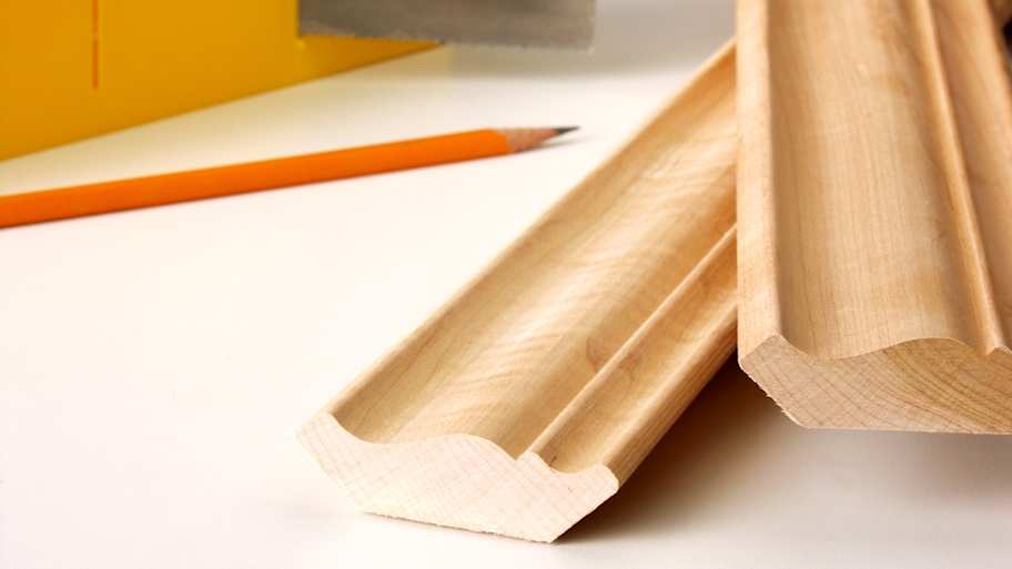 Close-up of wood crown molding 