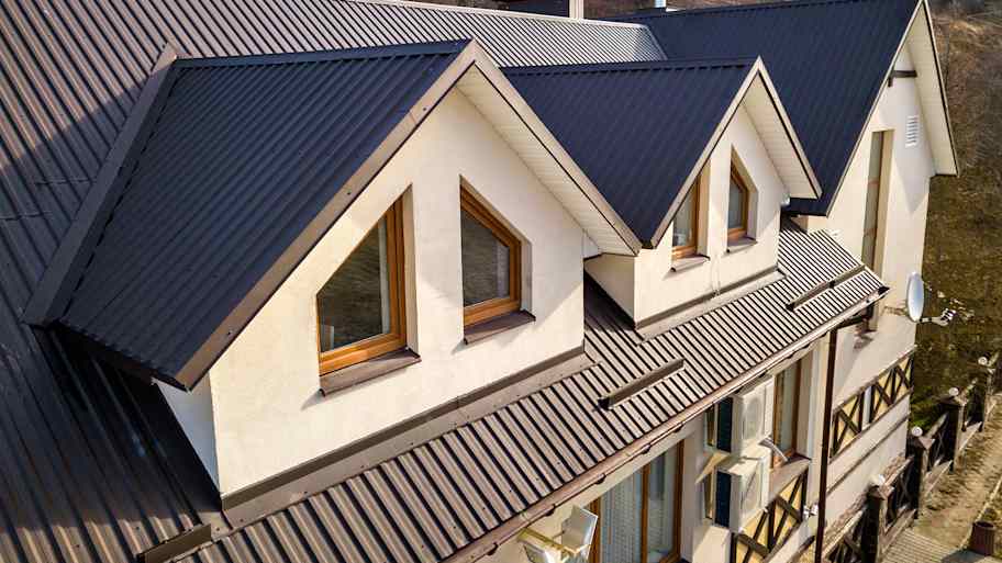 home with metal shingle roof