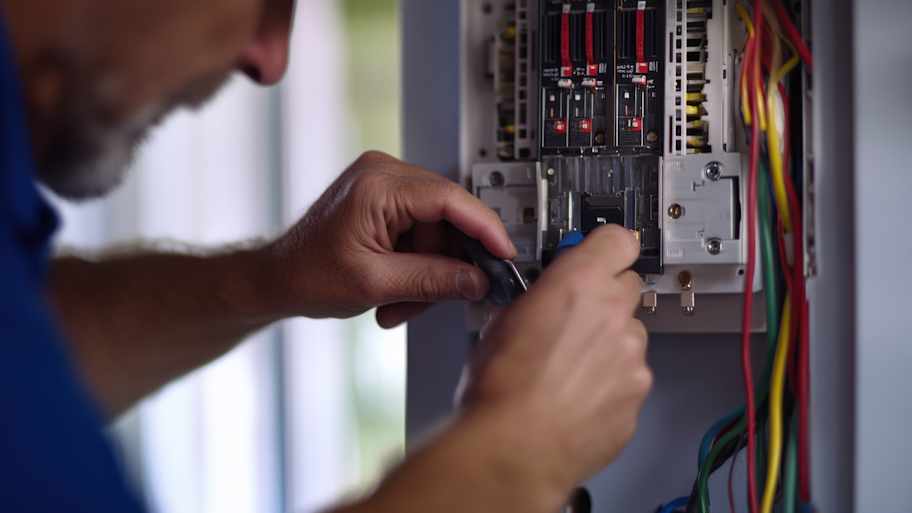 electrician installing electrical box