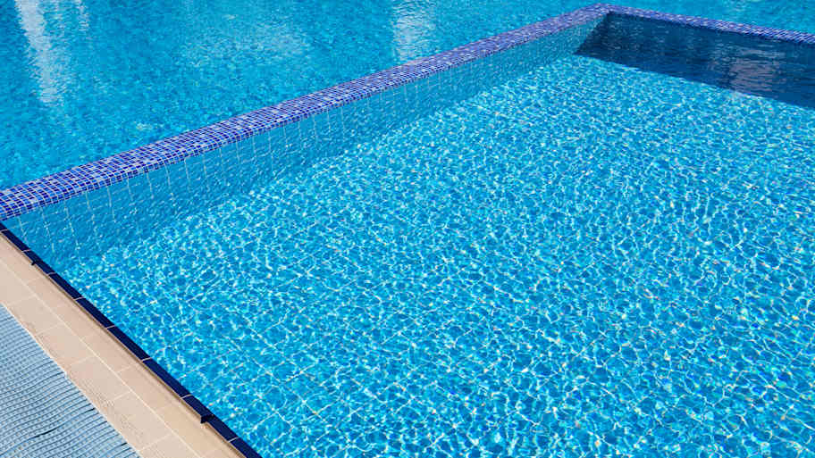 clear pool with blue liner