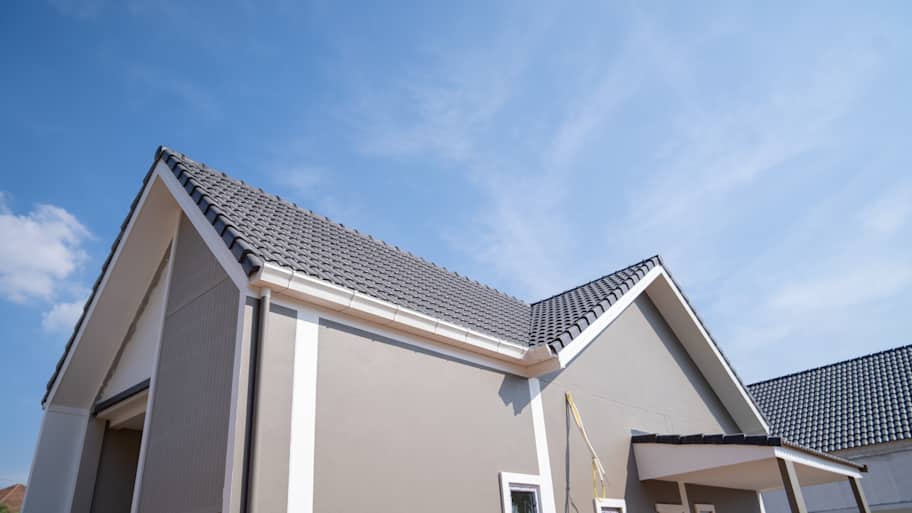 New house with a concrete roof under construction