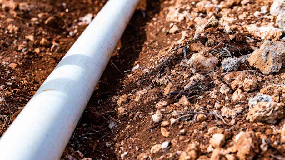 water line pipe in trench