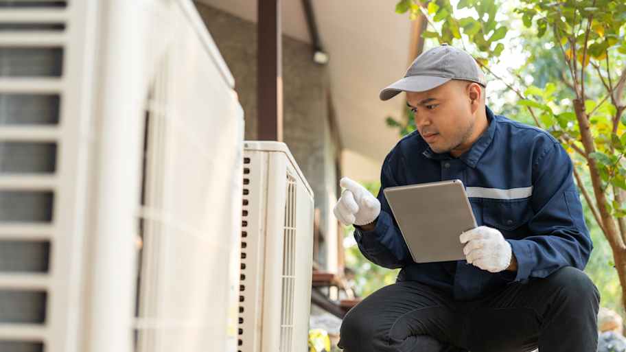 Air conditioner service outdoor checking fix repair