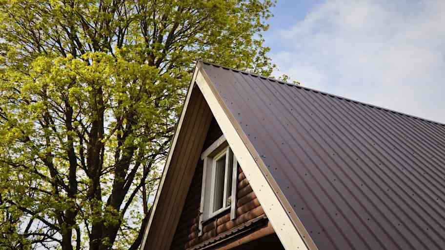 Brown metallic roof of house