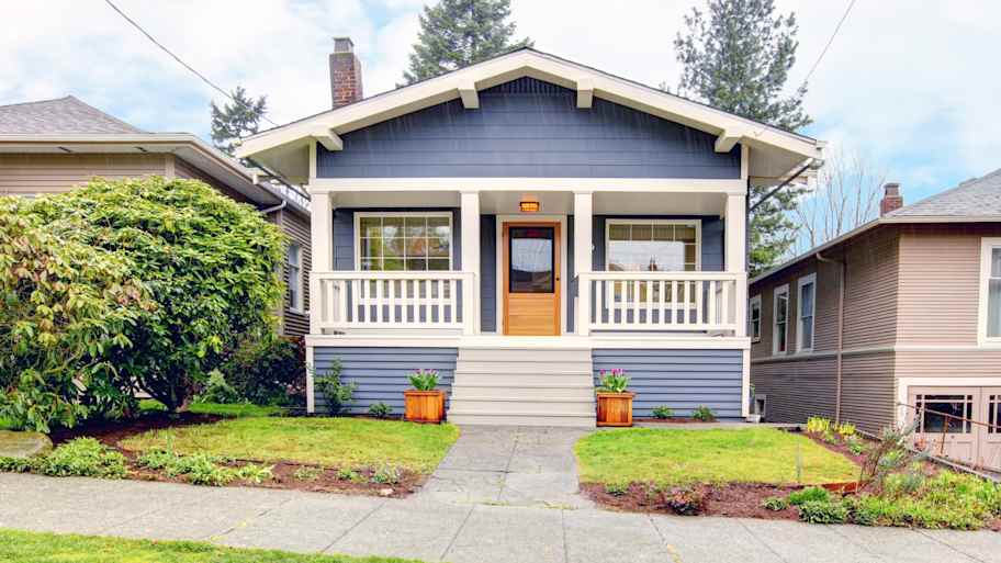 Seattle craftsman bungalow on a rainy day