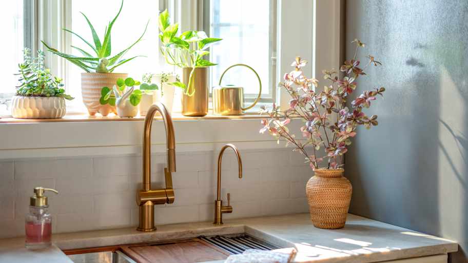 sink with bronze faucet 