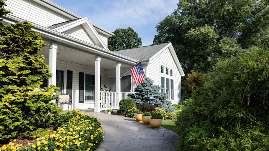 White house with front yard