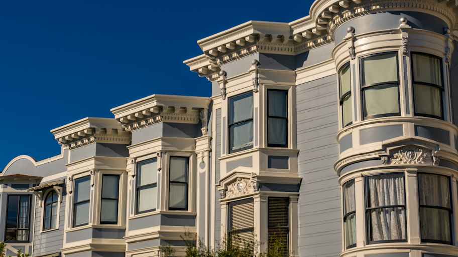 Close up victorian houses