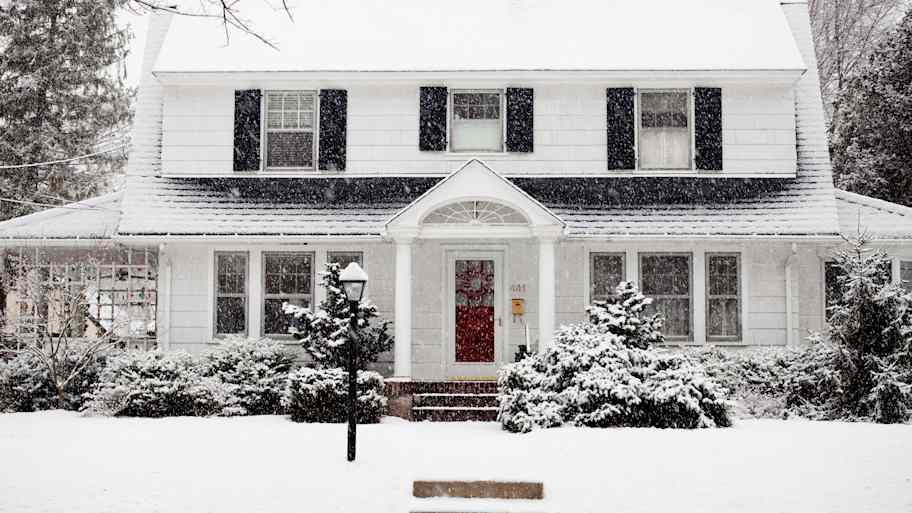 White house with snow  