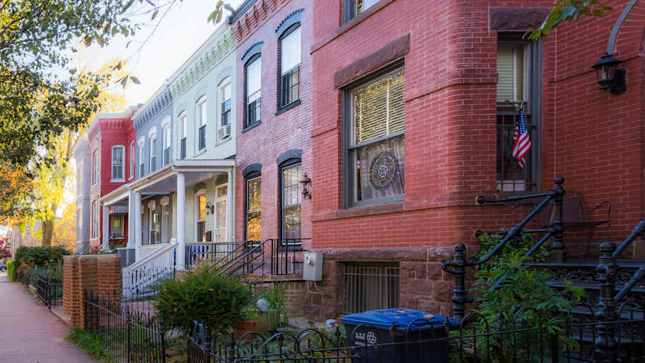 Washington DC Row Colorful Townhouses Brick Architecture  
