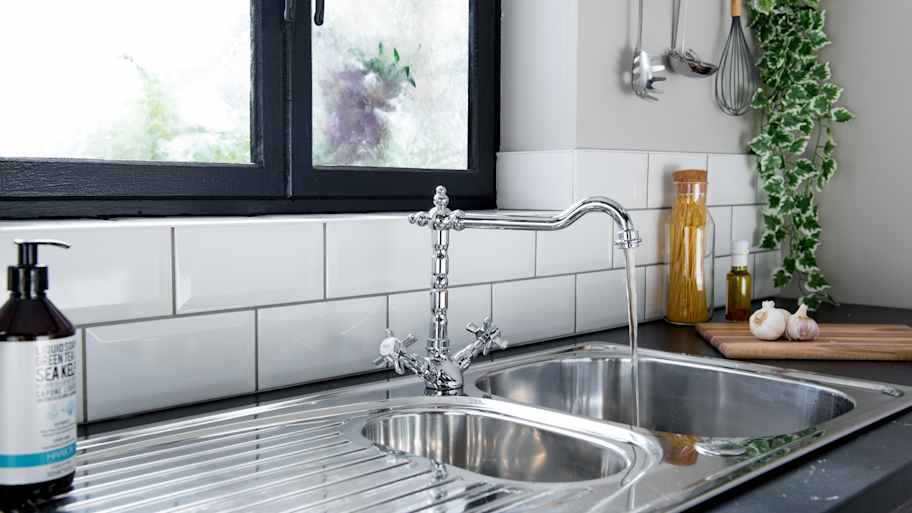 modern kitchen sink running water