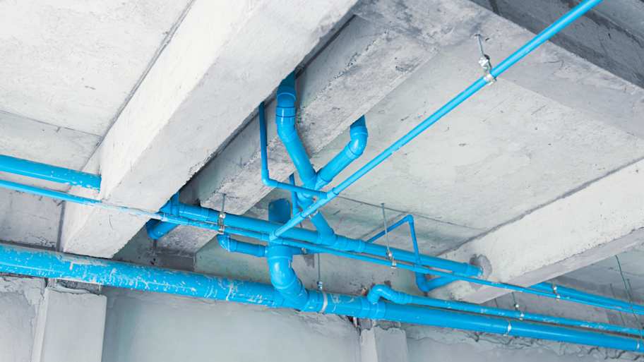 Water pipes in the basement of a house