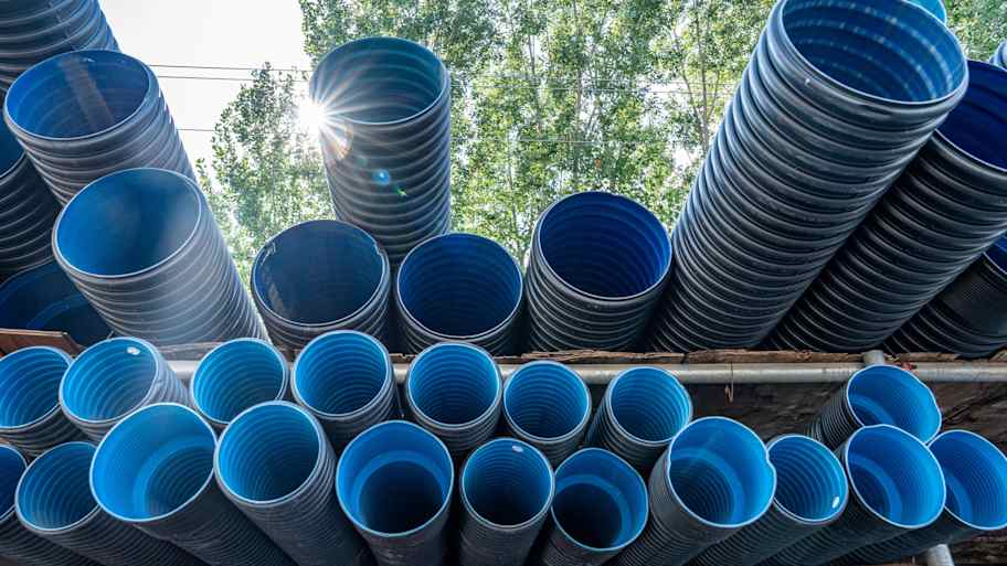 A stack of PVC water pipes
