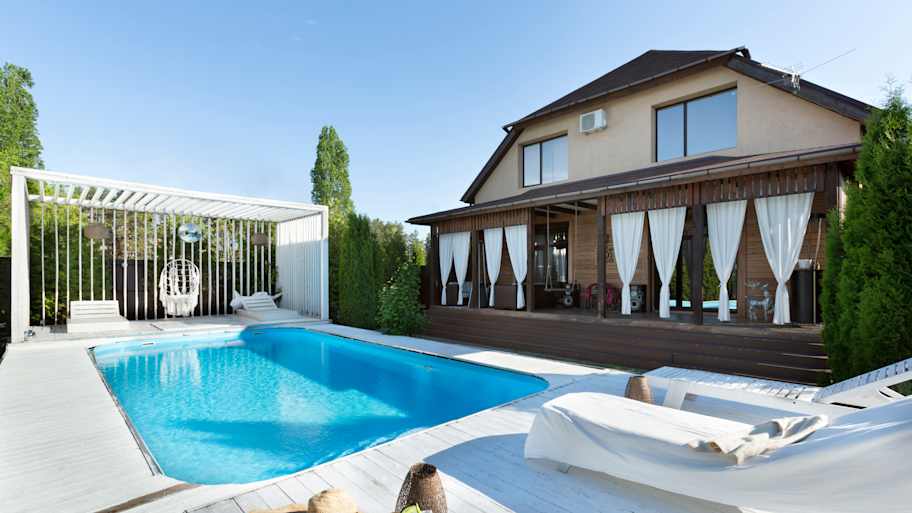 A house with a pool in the backyard