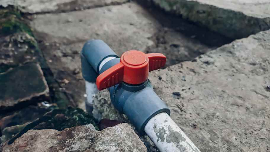 Close-up of a main water line 