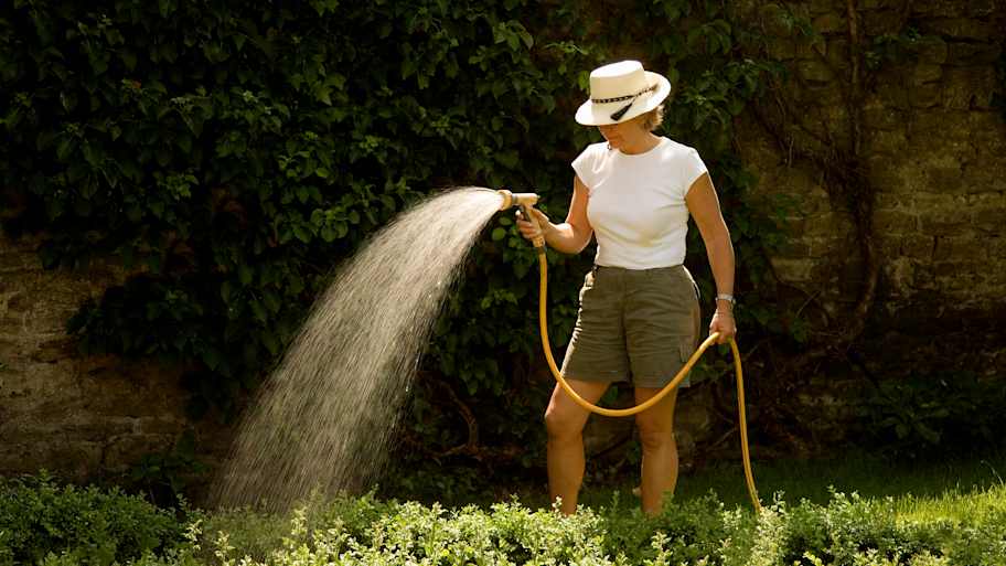 Woman watering garden