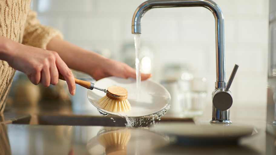 Woman washing dishes