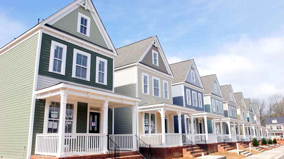 Row of houses with new siding in Charlotte  